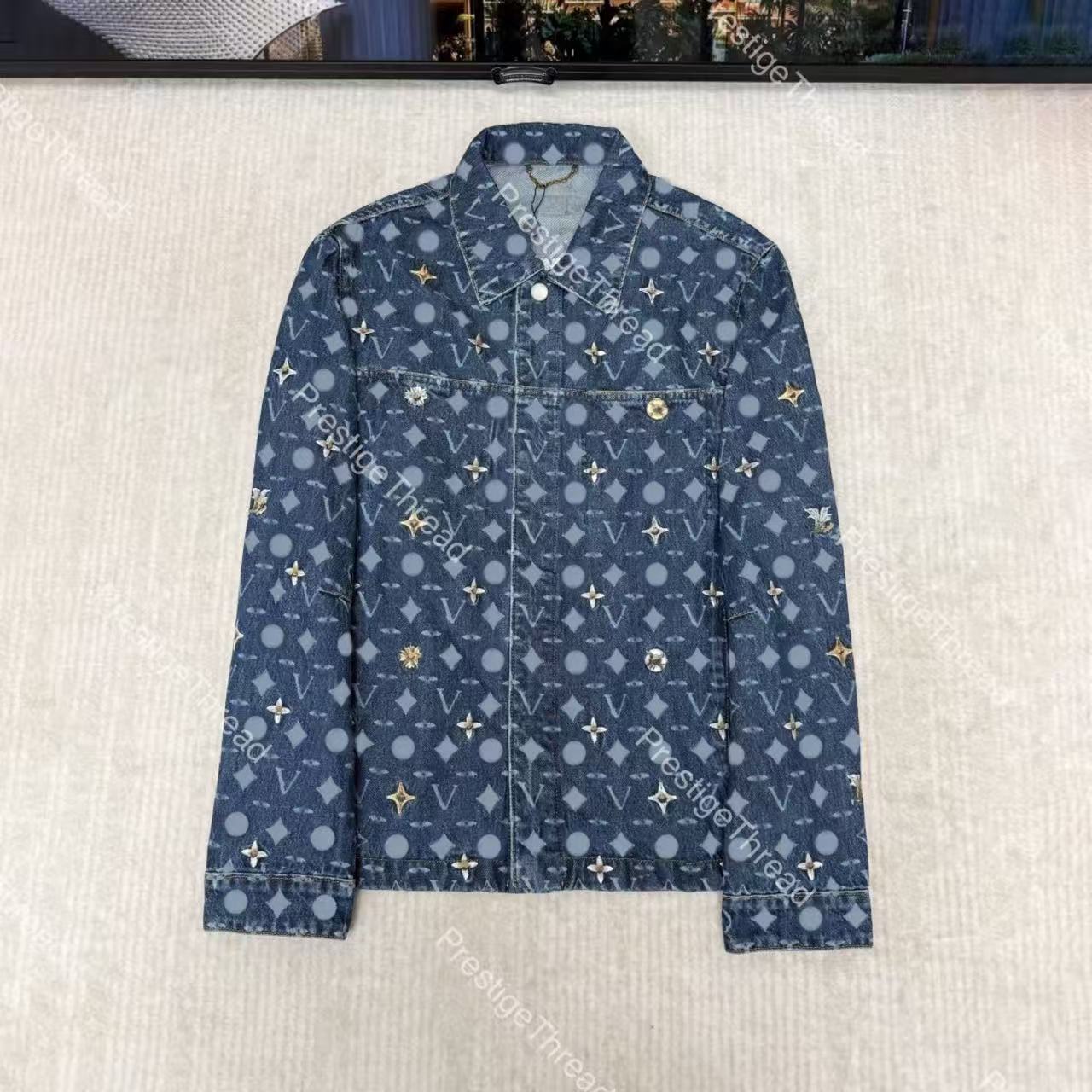 26 New Designer Men's Jackets Full-Print Jacquard Daisy Embroidered Denim Jacket
