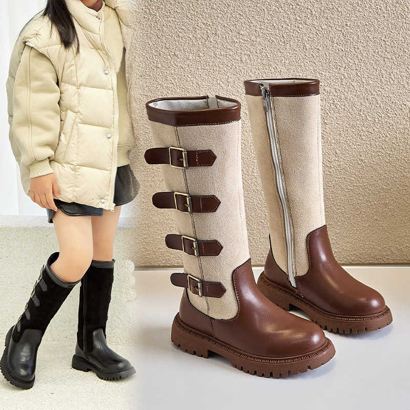 Children High Boots Boots for Girls 2025 Autumn Winter New Fashion and Comfortable British Style Casual Versatile Trendy Leather ShoesT260919