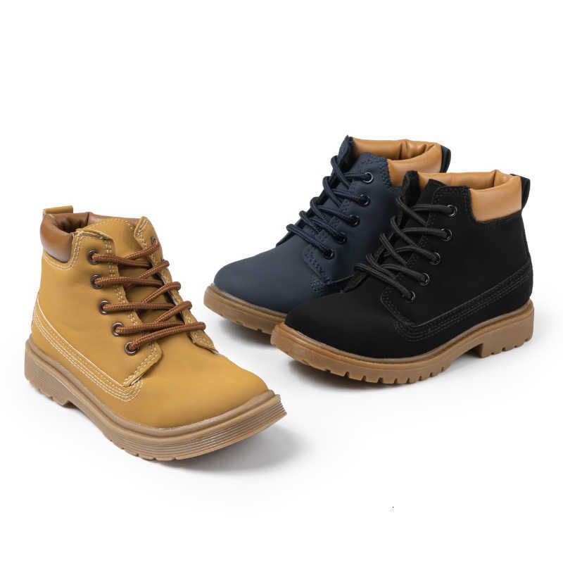 Children's Autumn Boots Boots 2025 New School Boys Causal Ankle Boots Patchwork Trend Kids Causal Leather Boots Round-toe VersatileT260919