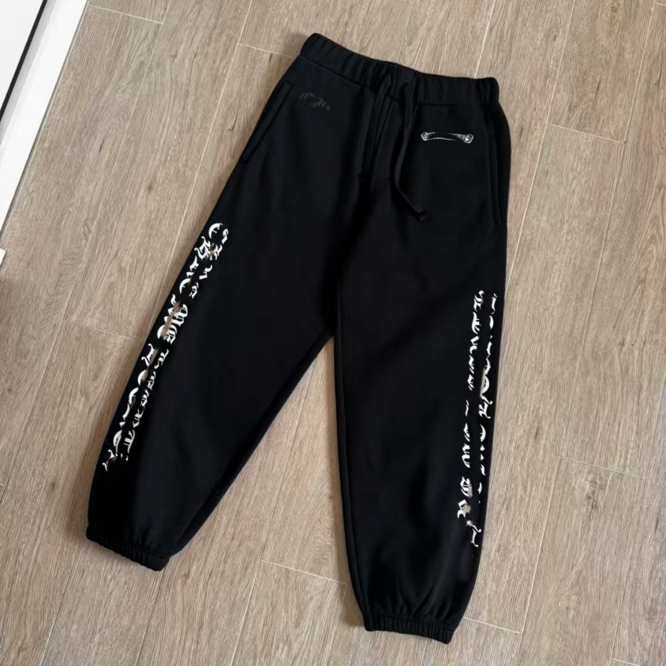 Unisex Chrome Pants Sanskrit Graphic Print Sweat Suit Heavy Weight Cotton 2Pcs Sweatshirt Sweatpants Set Men Women Casual Street Tracksuit Factory S