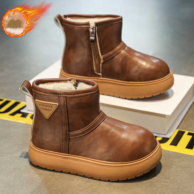 Kids Snow Boots Boots Boys Winter Minimalist Sneakers Boy PU Leather Warm Thick Sole Boots Toddler Little Big Kids Children Size 26-36T260919