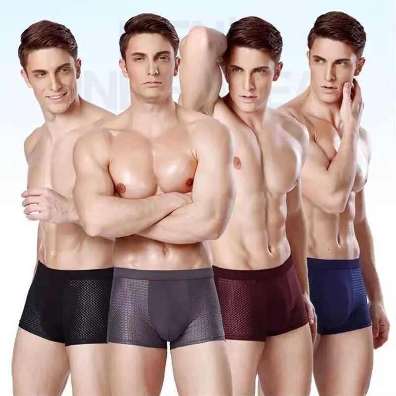 Boxer Underpants 4Pcs Pantie Men's Ice Silk Underpant Shorts Breathable Underwear Men's Panties Ultrathin Shorts Trunk Asia Size D2609181