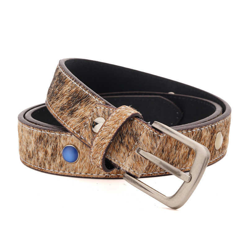 Leather Genuine And Mohair Top-grain Cowhide Women's Belt Versatile Retro Masculine Snap Buckle Belt S260919PSSK