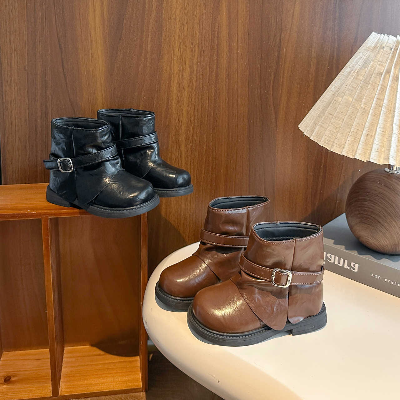 Autumn Boots 2025 Winter New Children Leather Boots Kids Short Boots British Style Fashion Girls Princess Boots Round Toes VersatileT260919