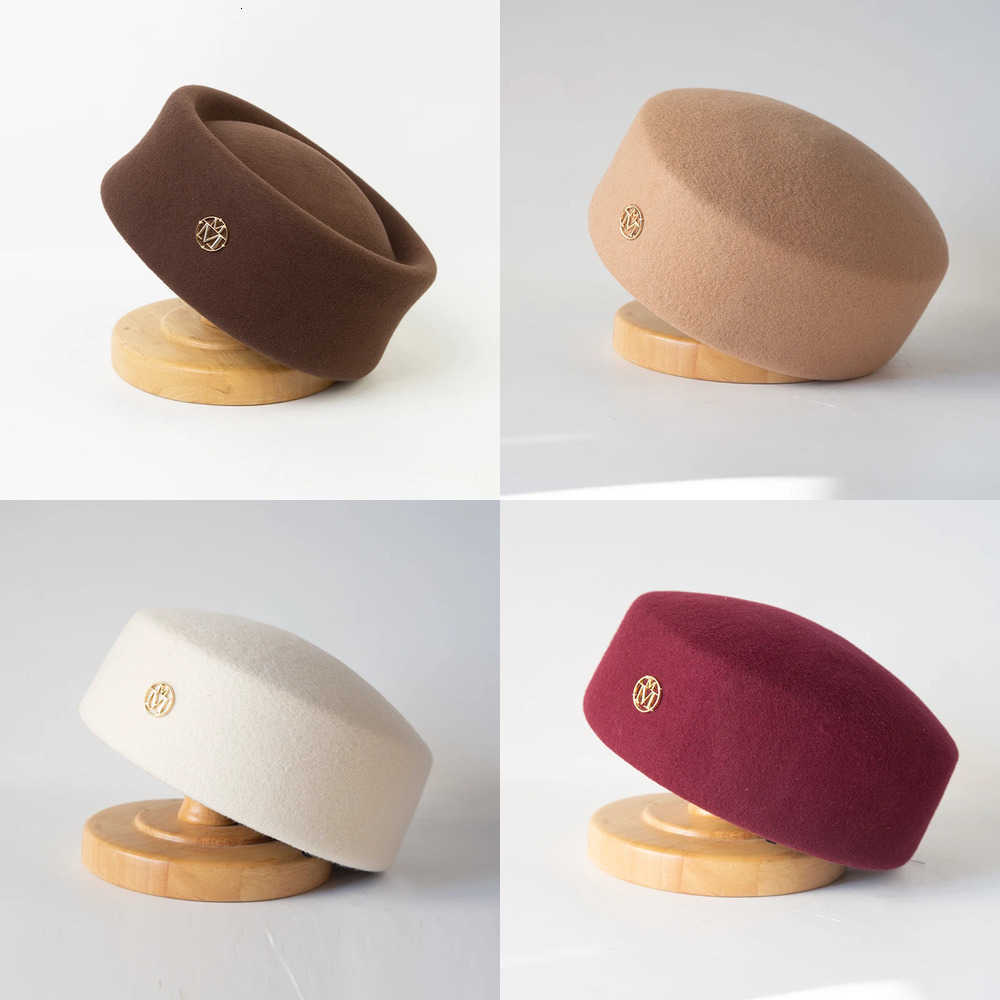 100% Winter Berets Wool Autumn Felt Blocked Beret Women Letter Bread Pumpkin Berets Men Ladies Painter Wedding Fedora Pillbox Hat J260919
