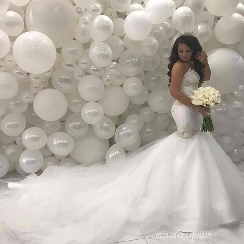 Abiti da sposa a sirena araba del Medio Oriente Sweetheart che borda pizzo corte strascico abiti da sposa lungo abito da festa informale di ricevime