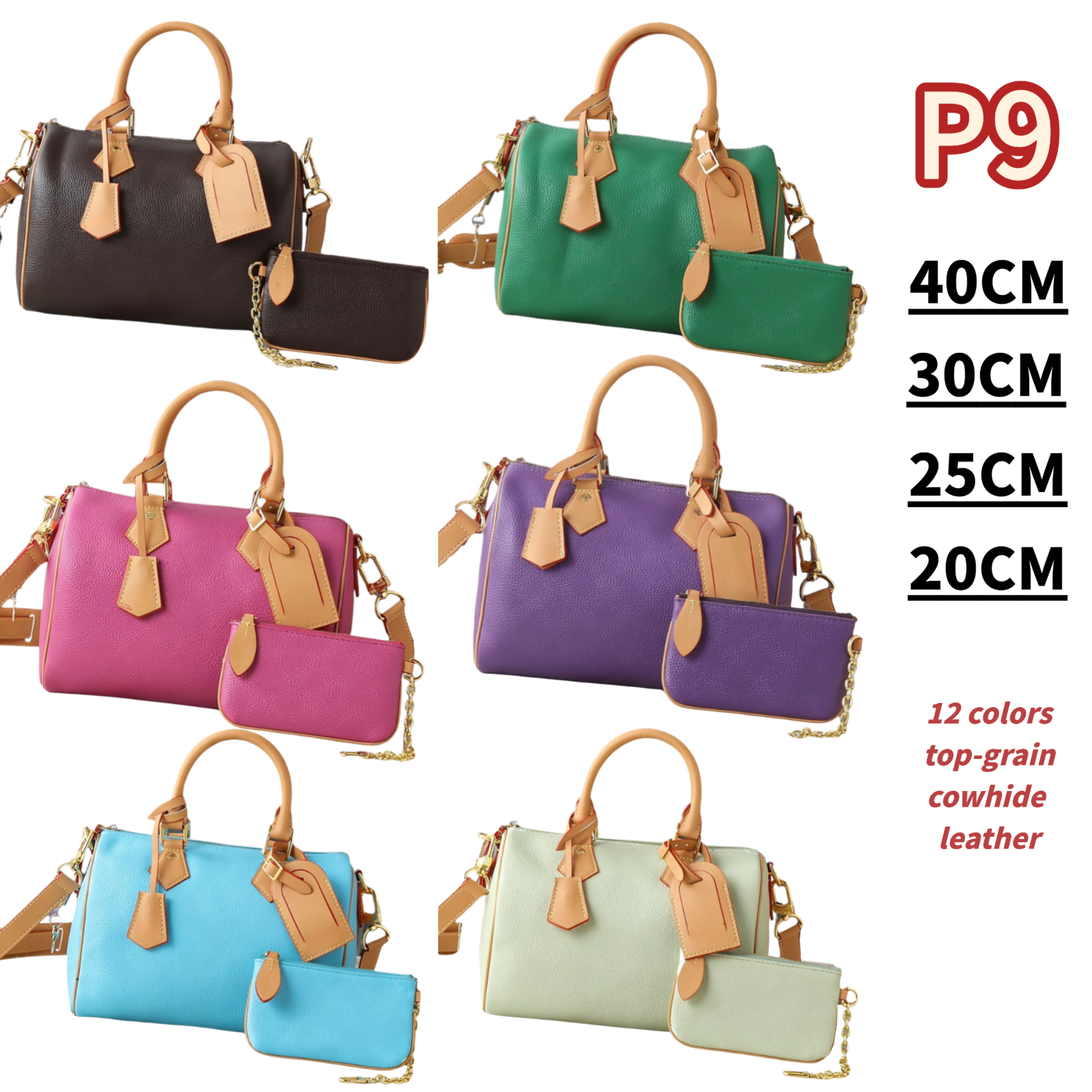Luxury Designer Boston Pillow Bag Top Cowhide Leather Handbag 26 Trends Shoulder Bag 40 30 25 20Multi-size Twelve Colors Tote Bag With Wallet Fast s