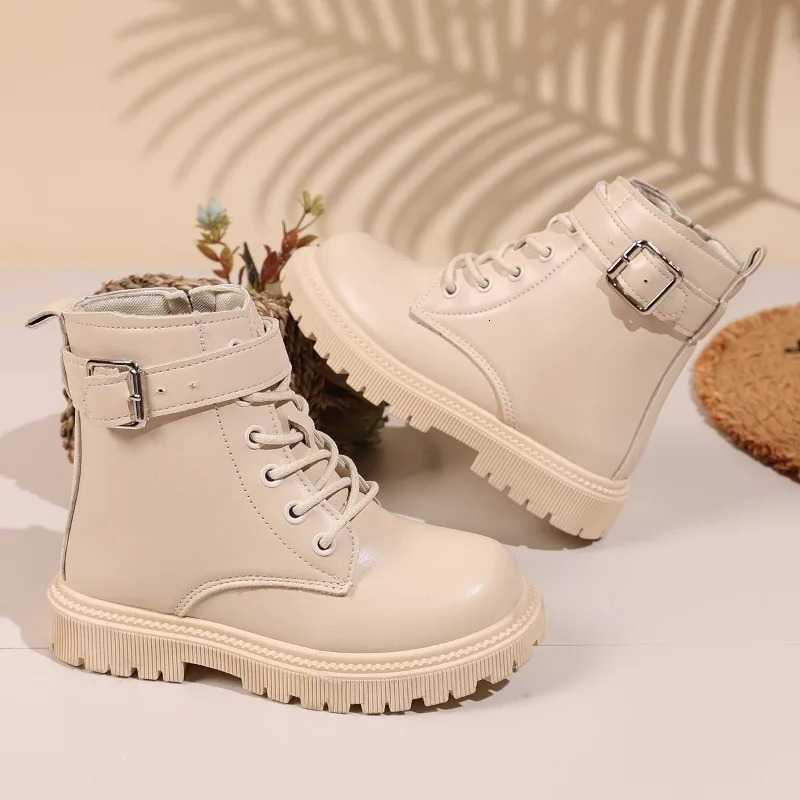 Kids Short Boots Boots Versatile Fashion Children Leather Boots Soild Color Soft Bottom 2025 Autumn Winter New Girls Casual BootsT260919