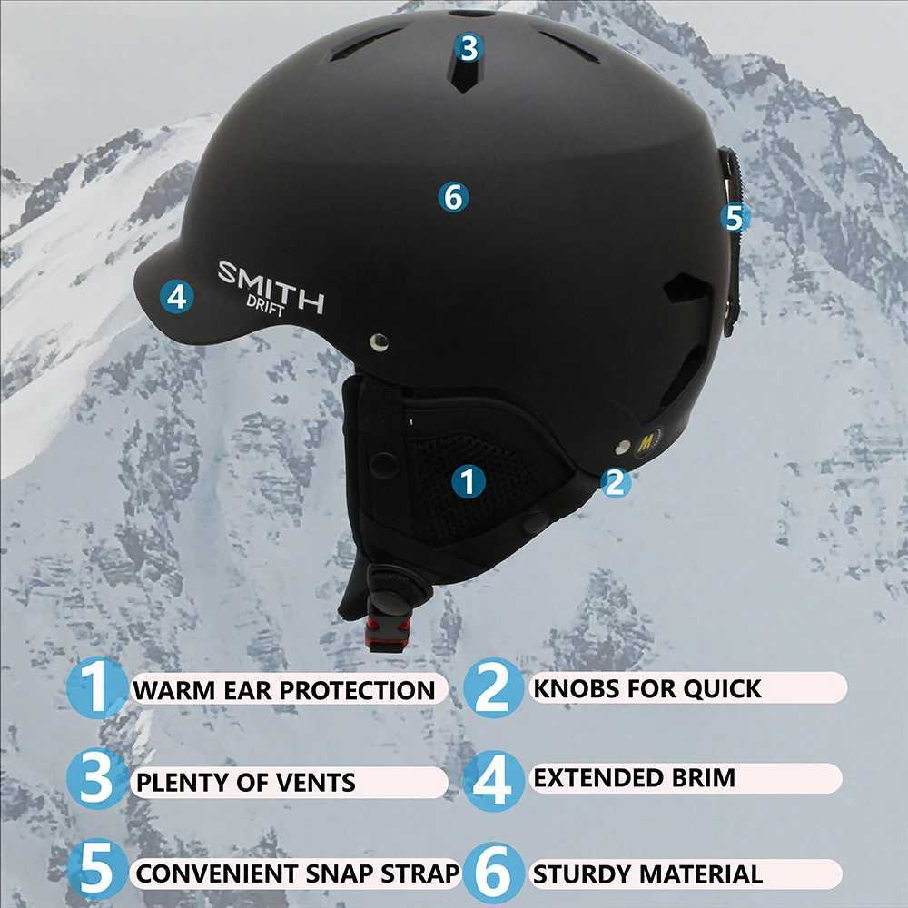 Ski Ski Unisex Helmets SMITHDRIFT Helmet Half-covered Skiing Snowboard Winter Sports Helmet Snow Skating Integrally-Molded Helmet Men Women D2609191