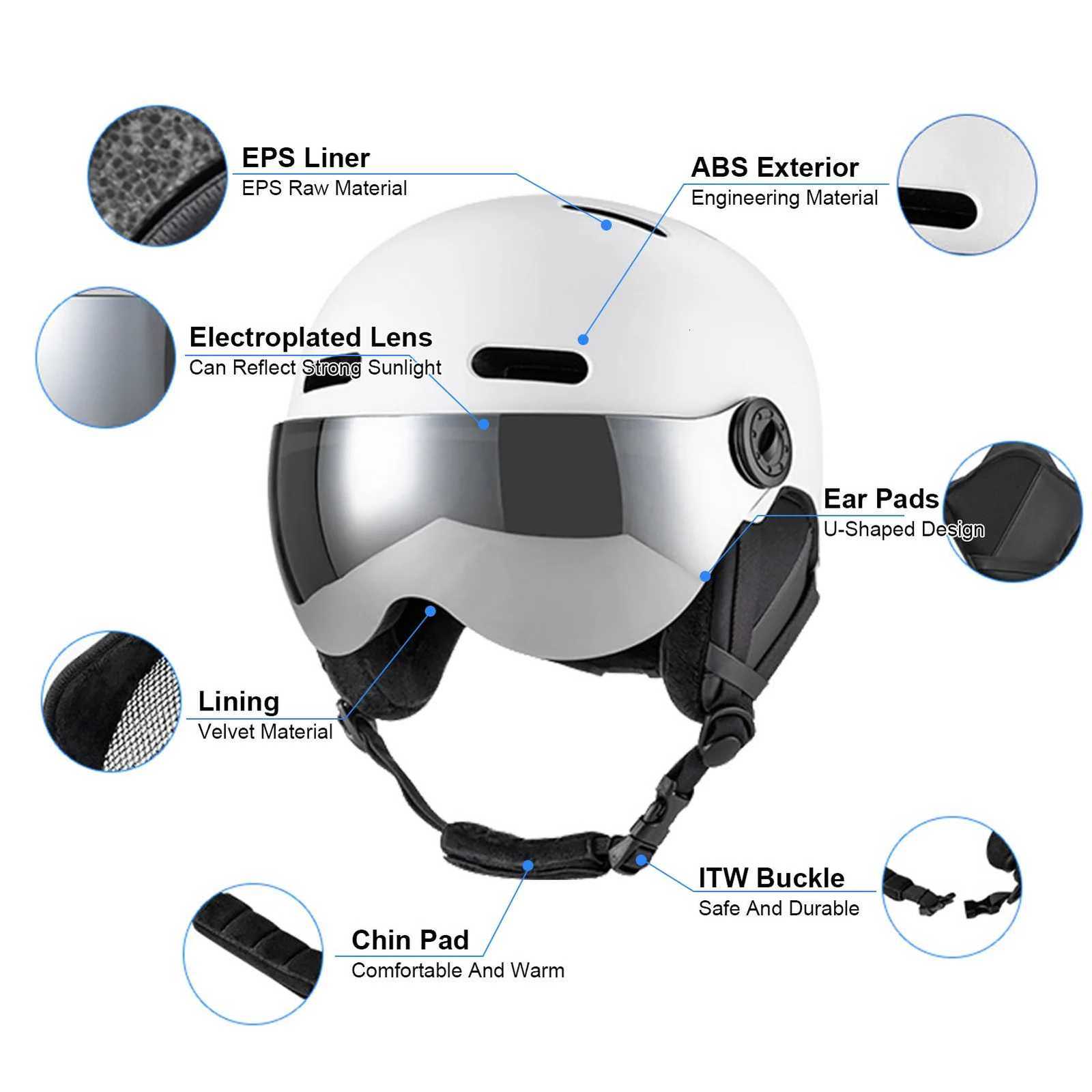 Ski Helmets Tomshoo Ski Helmet w Goggles EPS Liner Snowboard Helmet Removable Liner Ear Pads Winter Sports Helmet Detachable Visor 12 Vents D2609191