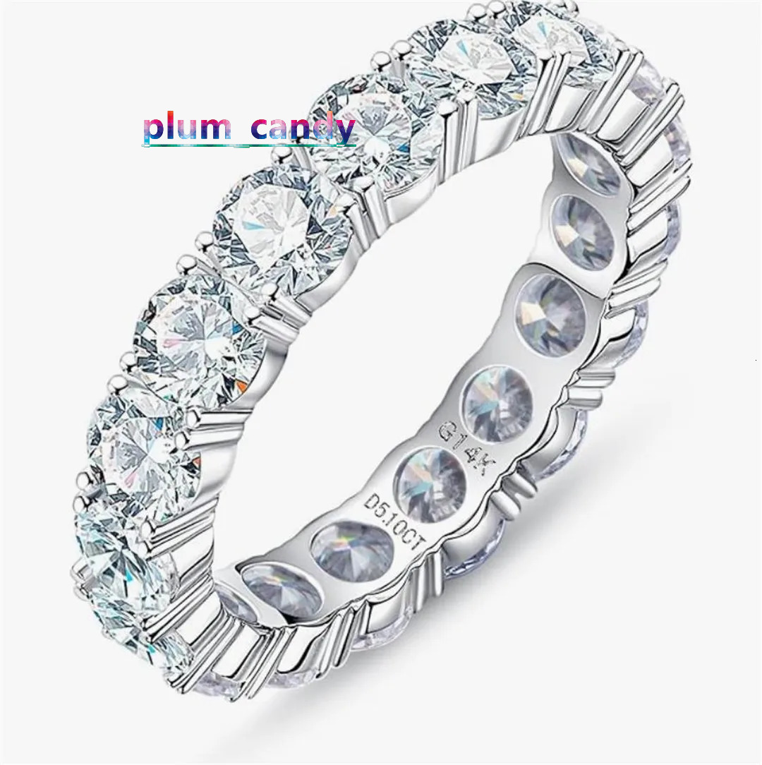Eternity Ring 4.5-5cttw D Color Lab Grown Created Diamond 14k Solid Real White Gold/Yellow Gold Eternity Wedding Band Ring for