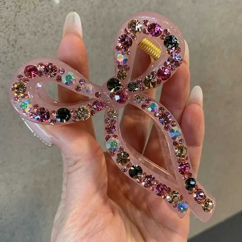 Bowknot Elegant Romantic Crystal Hair Colorful Claw for Women Girl Summer Hair Clip NEW Jewelry Headwear Hair Accessories M260918