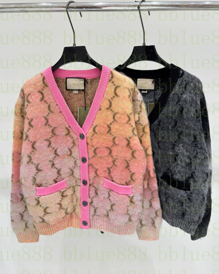 26 Women's Sweater V-neck Flower Falling Shoulder Design Soft and Comfortable Cashmere mohair Retro Knitted Cardigan Sweater 916