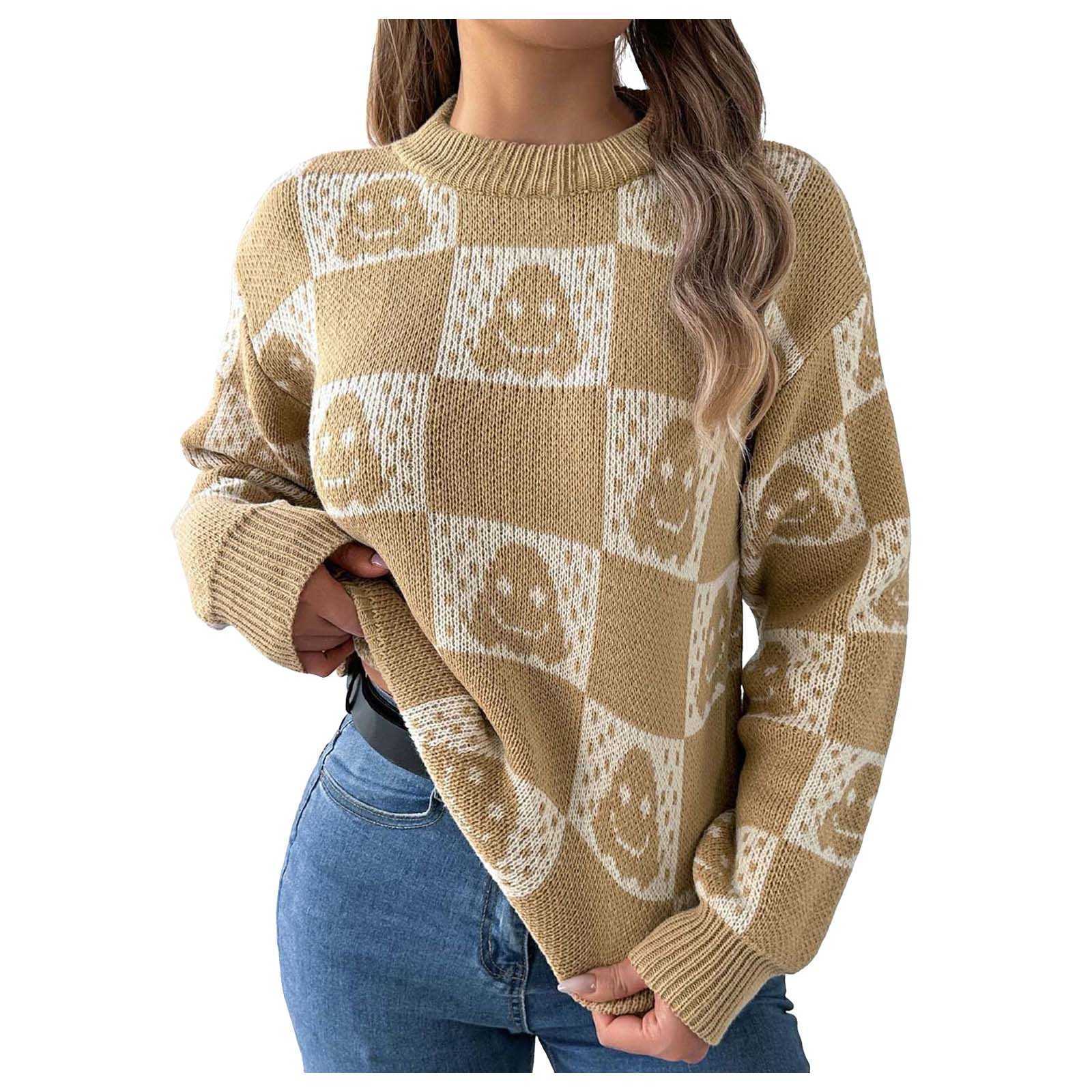 Ghost 2025 Jacquard Pullovers Women Autumn Winter Elegant Temperament Knitted Sweater Female Fashion Casual Sweaters Tops S260919QLQ3