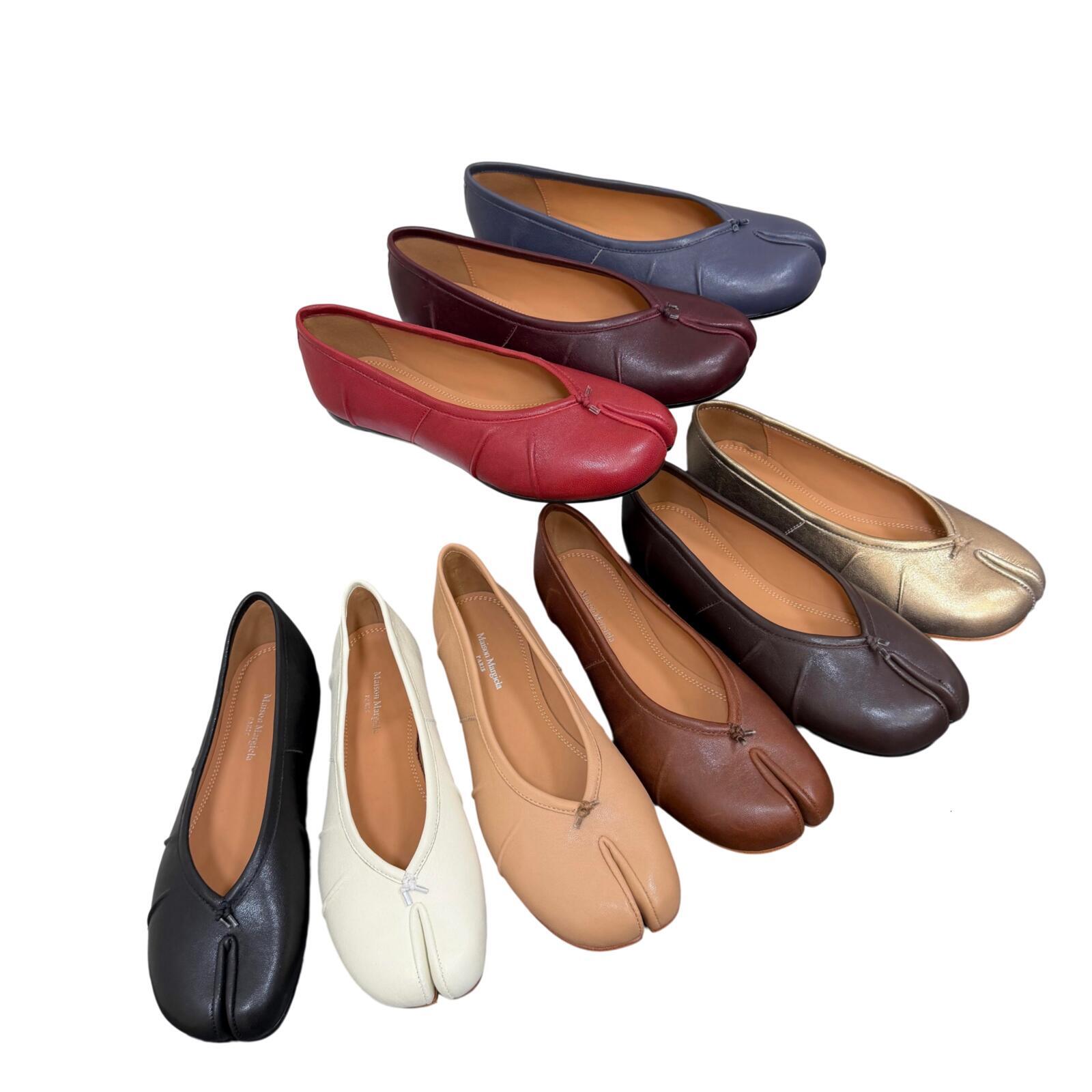 shoe ballet flat Designer Luxury loafer tabi split toe leather green mary jane womens sneakerina comfort casual soft sole genuine quality brand box