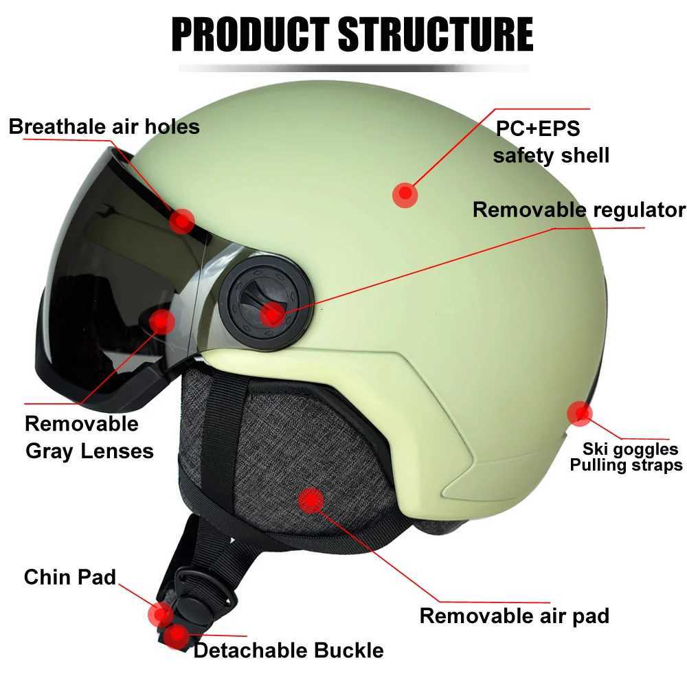 Ski Helmets Skiing Helmet Integrally-Molded PC+EPS High-Quality Ski Helmet Goggles Outdoor Sports Ski Snowboard Skateboard Helmets Mens D2609191