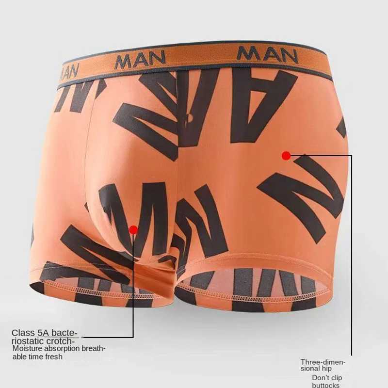 Men's Shorts 4pcs Ice Boxer Silk Underwear Male Underpants Breathable Sexy Thin Panties U Convex Lingerie Lots L-6XL D2609181
