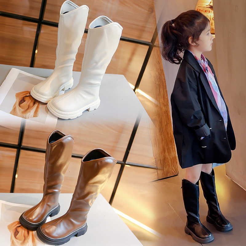 Botas altas Botas para niñas Estilo coreano 2024 Otoño Nuevas botas de moda Elegante Tamaño para niños Botas de caballero antideslizantes Zapatos de