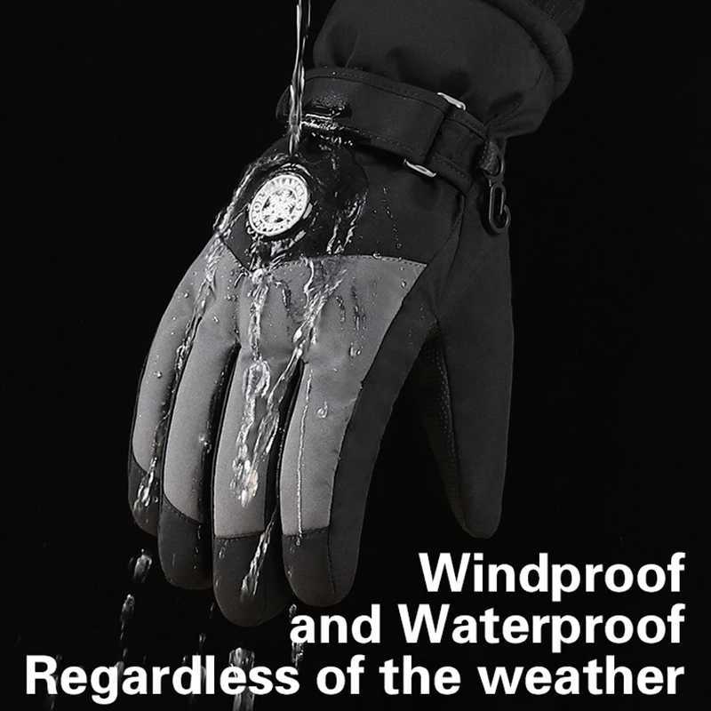 Ski Gloves Winter Snowboard Ski Gloves PU Leather Non-slip Touch Screen waterProof Motorcycle Cycling Fleece Warm Riding Gloves D2609191