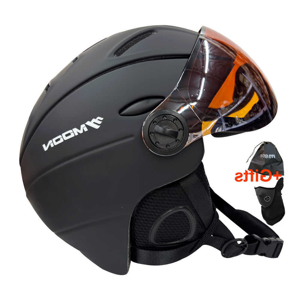 Helmets MOON Skiing Helmet Ski With Goggles PC+EPS High-Quality Ski Helmet For Adult Outdoor Snowboard Skateboard Helmet Protective Ski Gear D260919