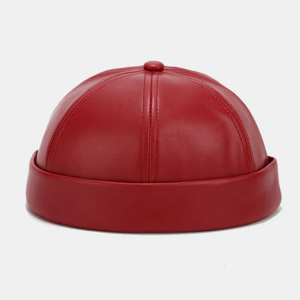 Leather Berets Solid Color PU Landlord Hat Men Women Simplicity Retro Melon Skin Caps Autumn Winter Adjustable Docker Hat Fashionable J260919