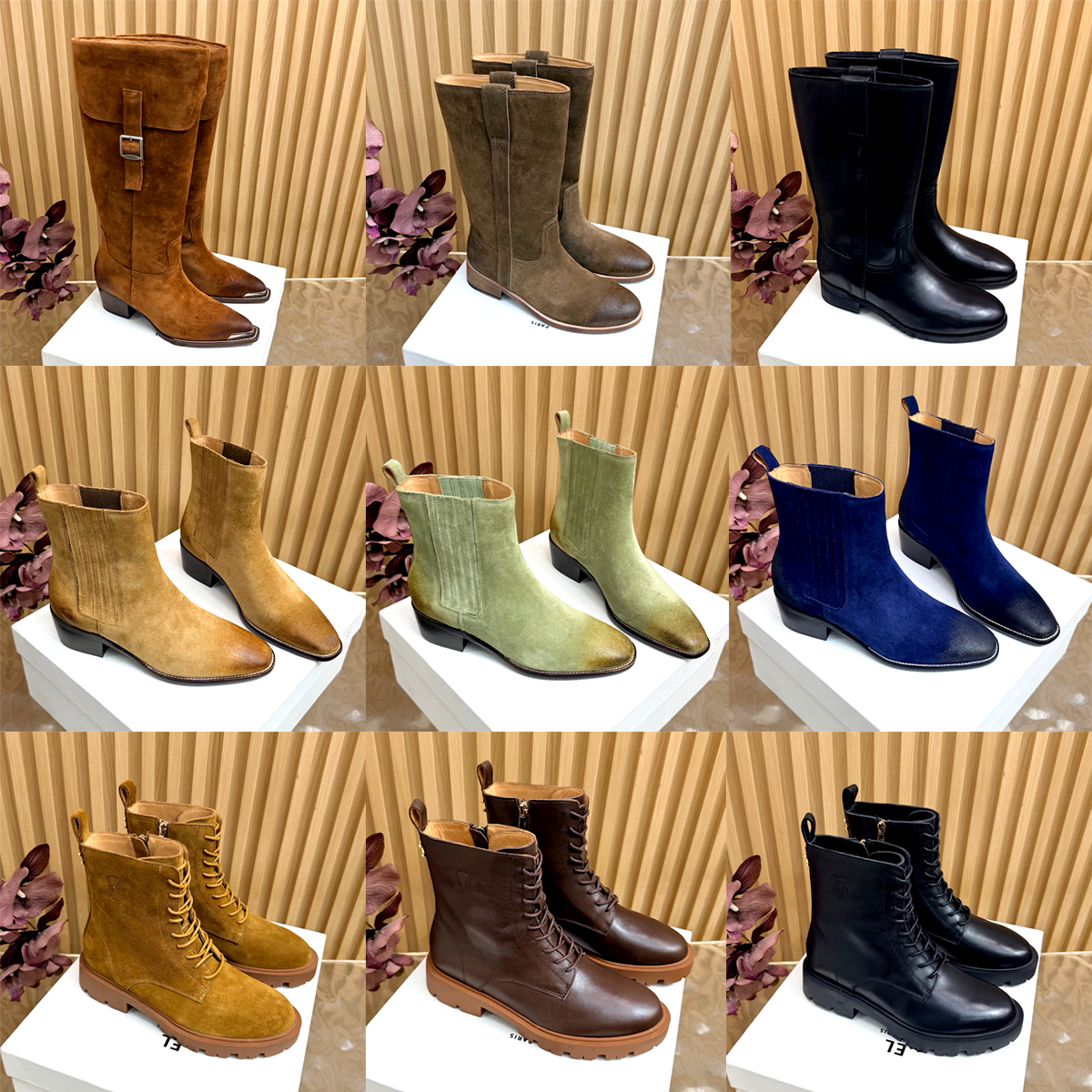 Mid Calf boot Ladies Vintage Western Cowboy Boots luxurys Designer Knee Boots Suede Outdoor Autumn winter Fashion Sexy dress shoe Block Heel Women T