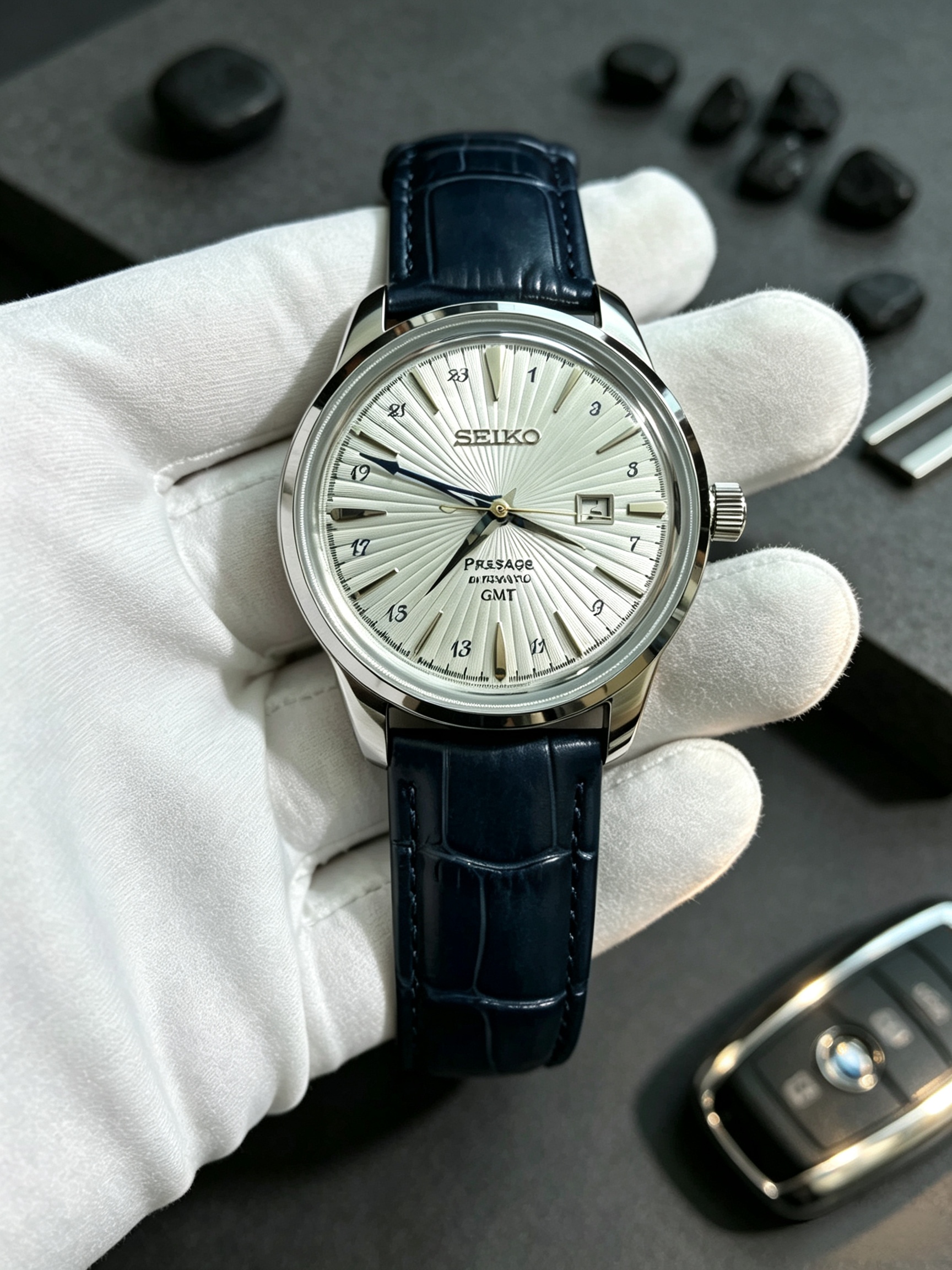 Mens SEIKOity Presage Cocktail Time Automatic Mechanical Watch, 40.5mm Gradient Sunburst Dial Stainless Steel Bracelet Men's Designer Luxury Wa