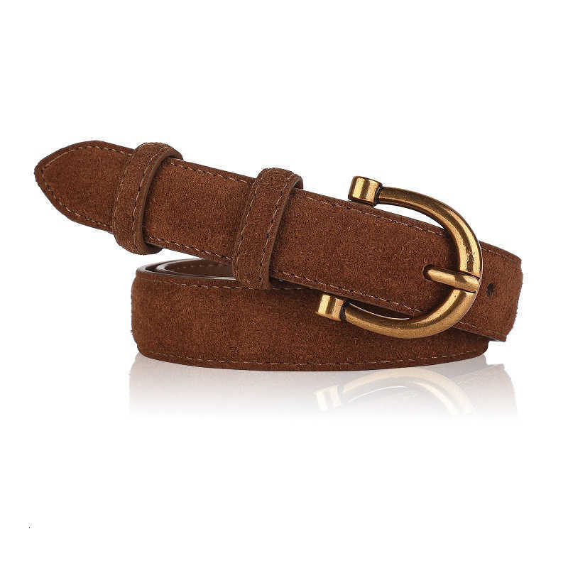 leather genuine reverse suede button belt for both business and casual wear versatile and for women S260919CH3T