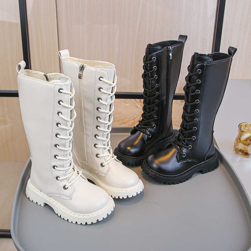 Children High Boots Boots Soild Color Versatile Kids Long Boots Round Toes Soft 2025 Autumn New Girls Fashion Boots Mid-calf Non-slipT260919