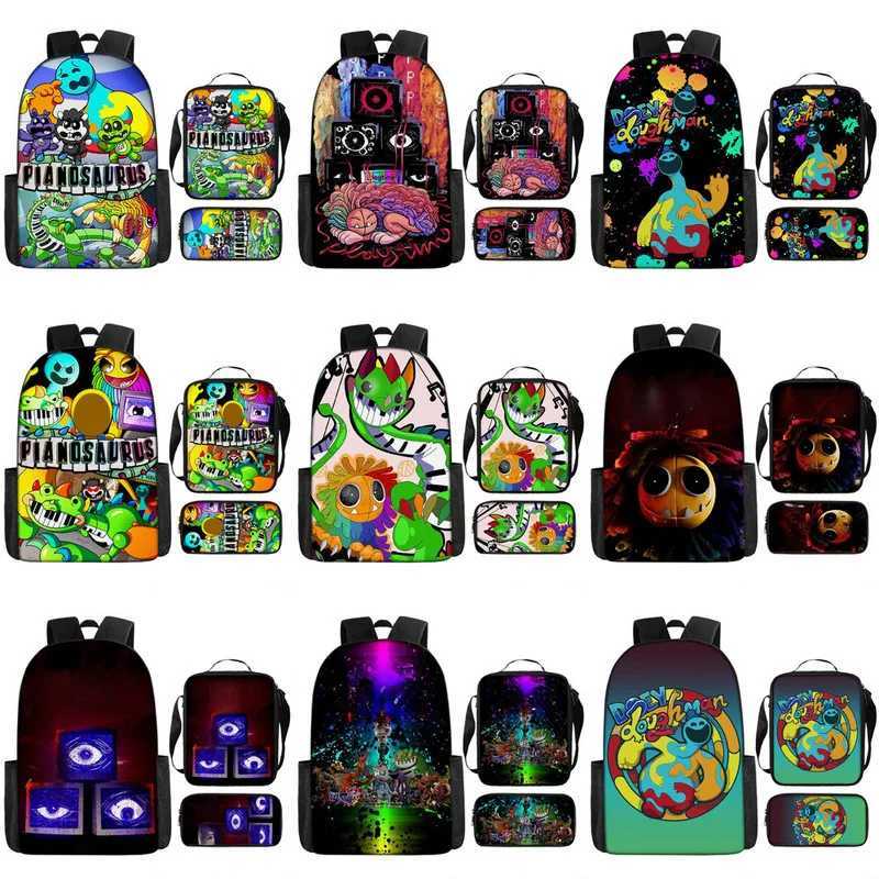 Set da 3 pezzi Zaino da incubo Doey Doughman Zaino da scuola per studenti Horror Pianosaurus Bookbag Penbag Yarnaby Borsa a tracolla L260919GZ73