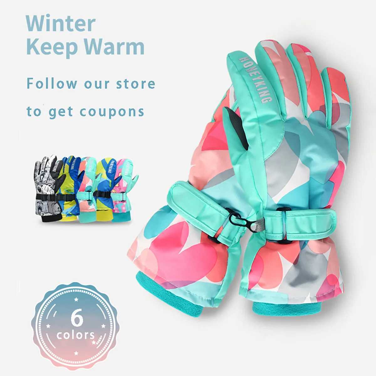Ski Gloves HONEYKING Kids Winter Ski Gloves waterProof Warm Padded Mitten For Girls Boys Outdoor Skiing Cycling windpro of Snowboard Gloves D2609191
