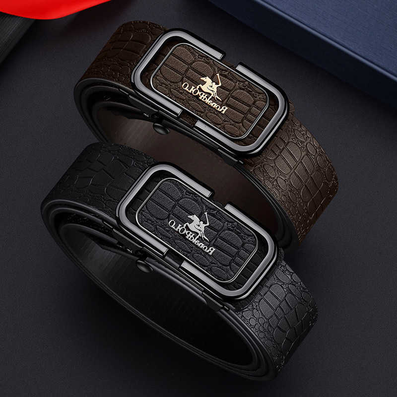 Genuine 2026 Leather Belt Embossed Invisible Automatic Buckle Business Versatile Adjusta S260919VMNC