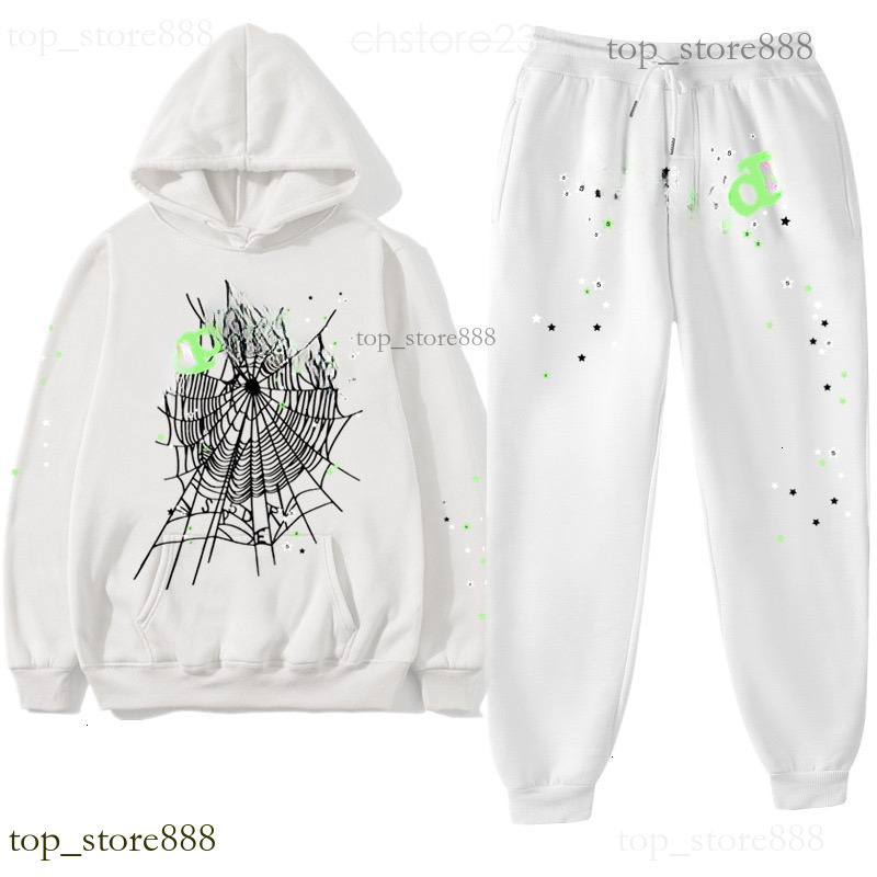 Spider Tracksuit 2-Piece Set High Qualit Rhinestone Hoodie Designer Man Young Thug Spider Sweatshirt Two-Piece Mesh Sportswear Womens Sweatpants Set