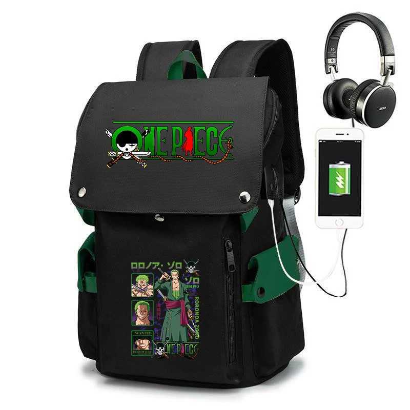 One Piece Zoro Print School Backpack Large Capacity Casual Daypack Travel Bag for Kids Teens L26091918Y1