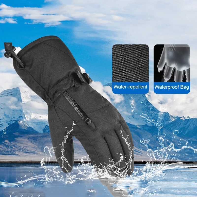 Ski Gloves Black -30 Winter Warm Ski Gloves waterProof Men Women Snowboard Skiing Gloves Snowmobile Motorcycle Mittens Touch Screen Wrist D2609191