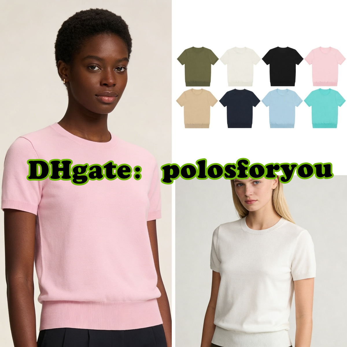 Designer Clothes Women Tops Vintage Women's T-shirts and Polos Old Money Women Summer Knit Solid Color Short Sleeve Embroidery Design Clothes W