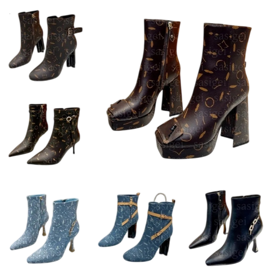 Heel Designer Luxury Boot Shoe Woman Black Leather Platform Stiletto Ankle Point Toe Buckle Zipper Gold Brown Monogram Tall Knee High Chunky Vintage