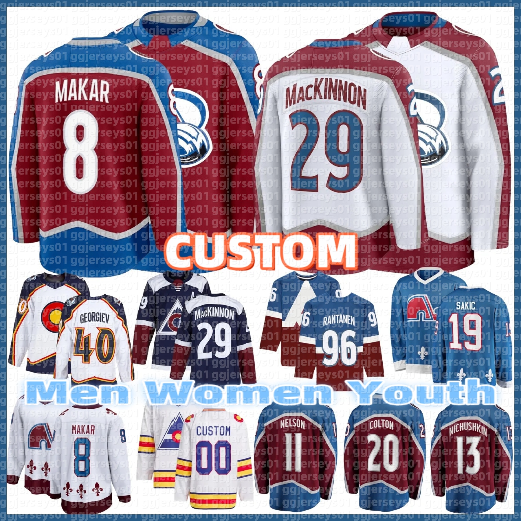 29 Nathan MacKinnon colorado hockey jersey avalanches jersey 8 Cale Makar Martin Necas Gabriel Landeskog Artturi Lehkonen Burns Devon Toews Roy Nich