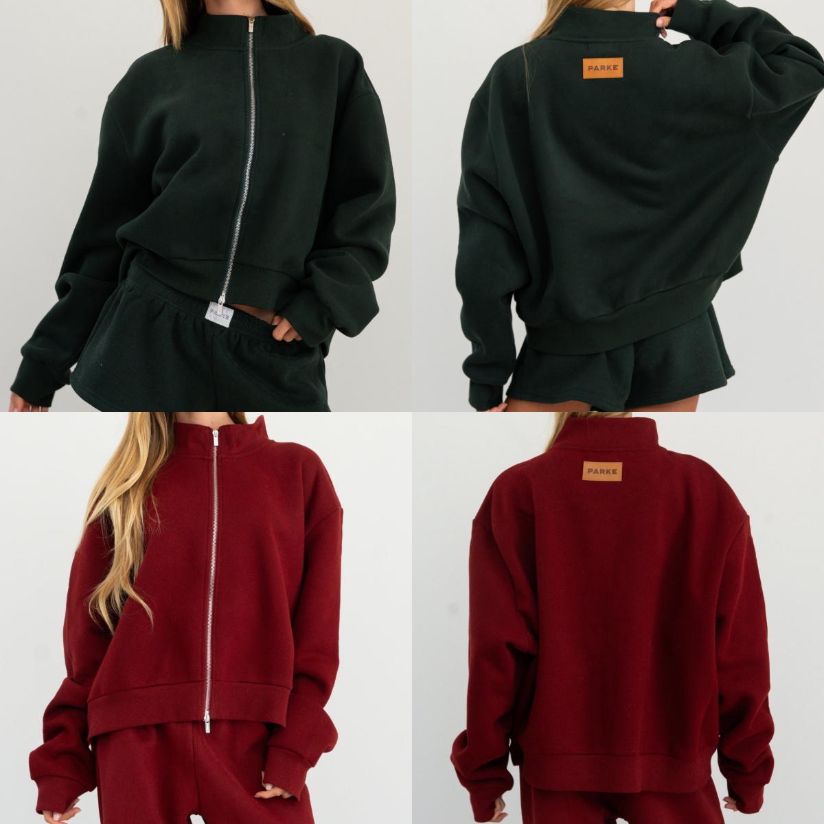 Parkes Zip Up Mockneck Fleece Jackets Oversized Women Designer Double Zip Sweatshirts Coats
