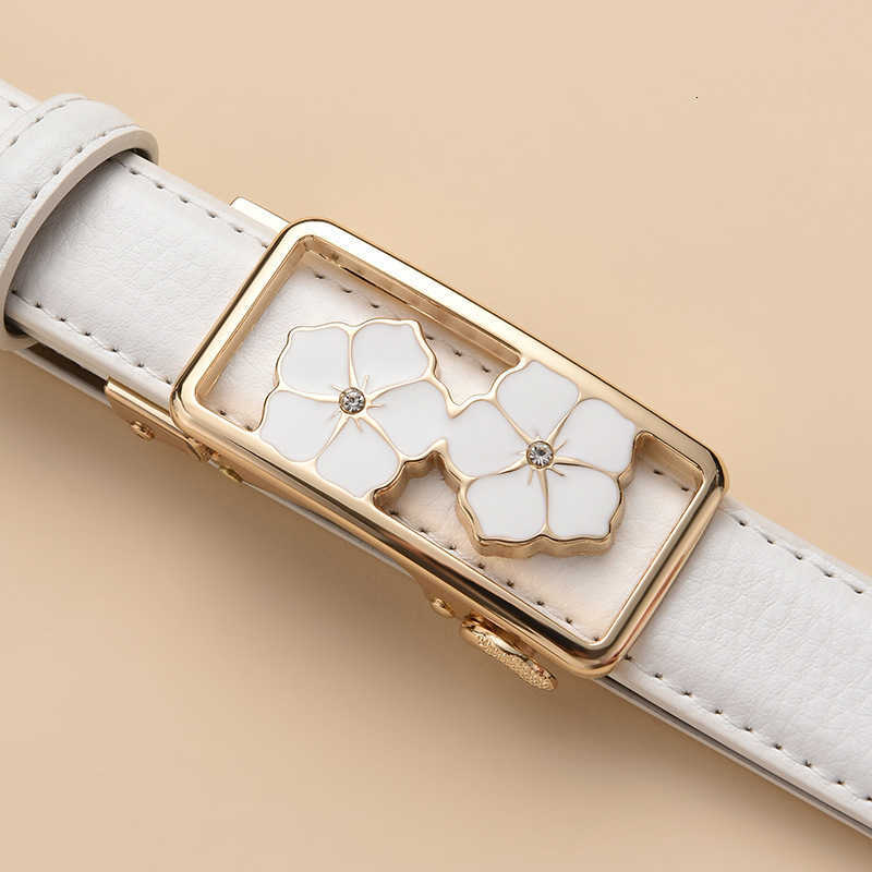 Belt Women's Genuine Leather Automatic Buckle Cowhide New Jeans White Belt Versatile Decoration S260919PKEX