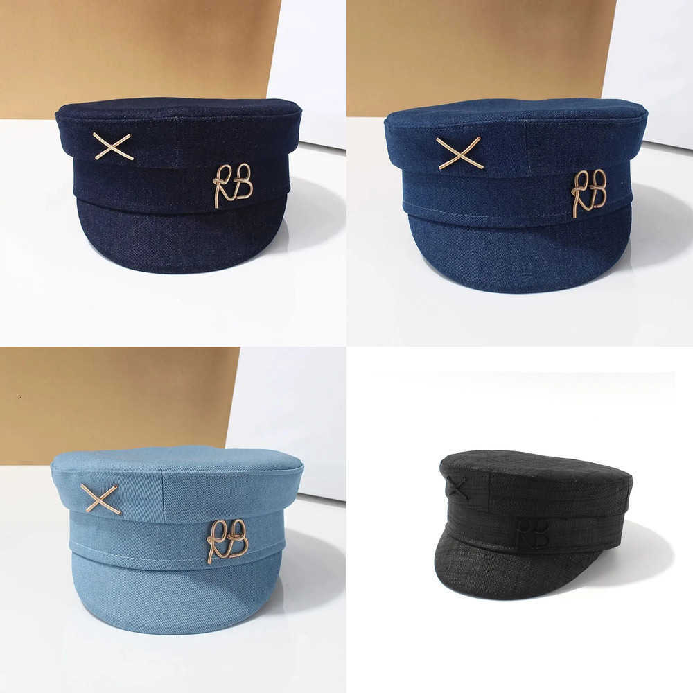 Letter Berets RB Fashion Beret Military Hats For Women Casual Travel High Quality Black Raffia Straw Flat Top Hat Designer Baseball Cap J260919