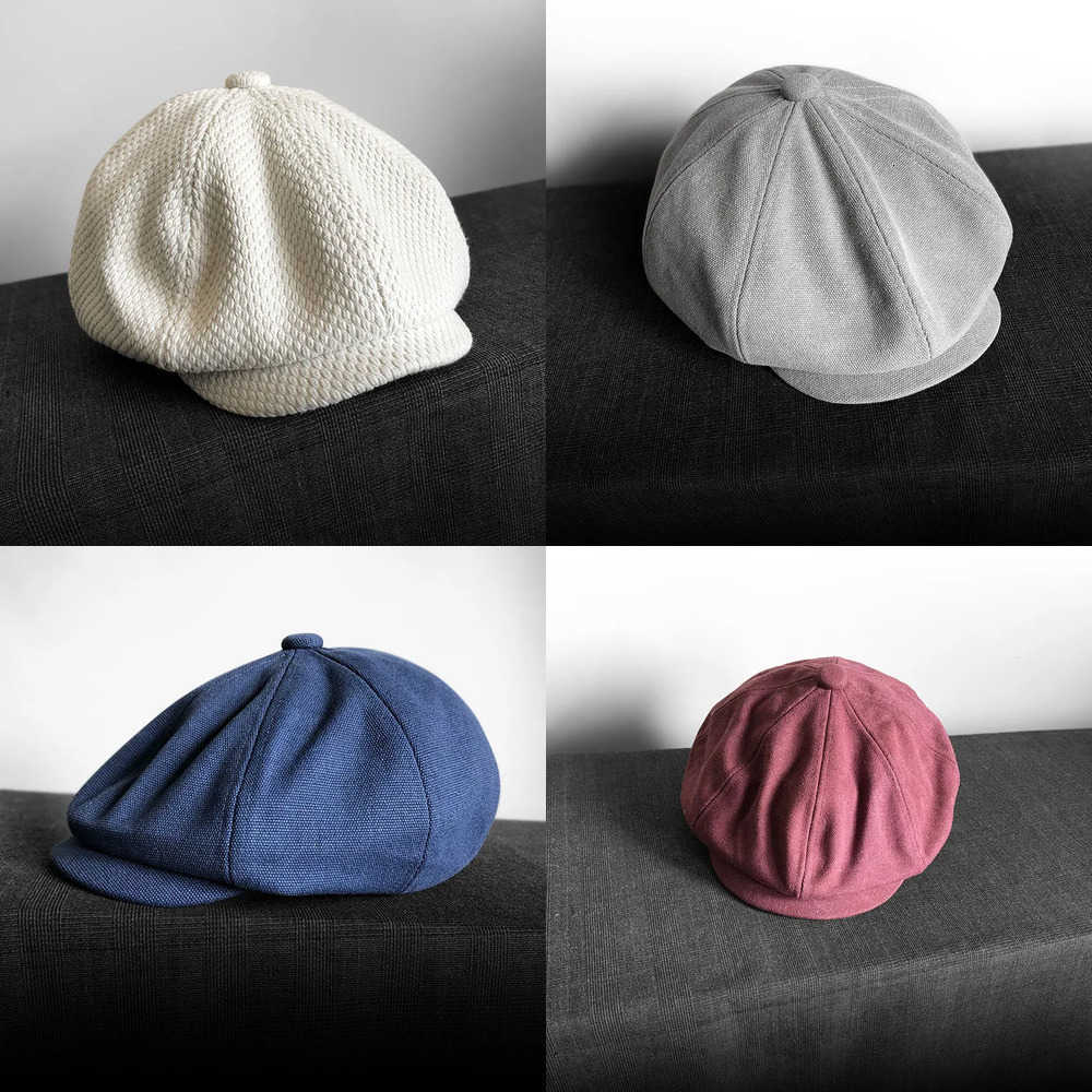 Washed Berets NEW 100% Cotton Canvas Newsboy Cap Vintage British Beret Octagonal Duckbill Hat Breathable Casual Sun Protection Flat Cap J260919