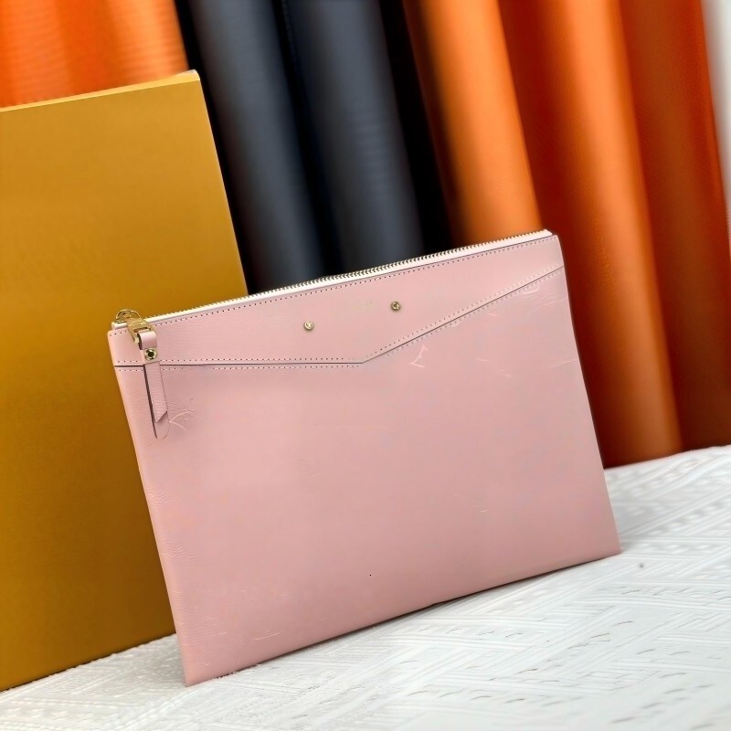 Pochette enveloppe rose de styliste pour femmes, pochette de grande capacité à fermeture éclair, sac à main quotidien à la mode pour le bureau et