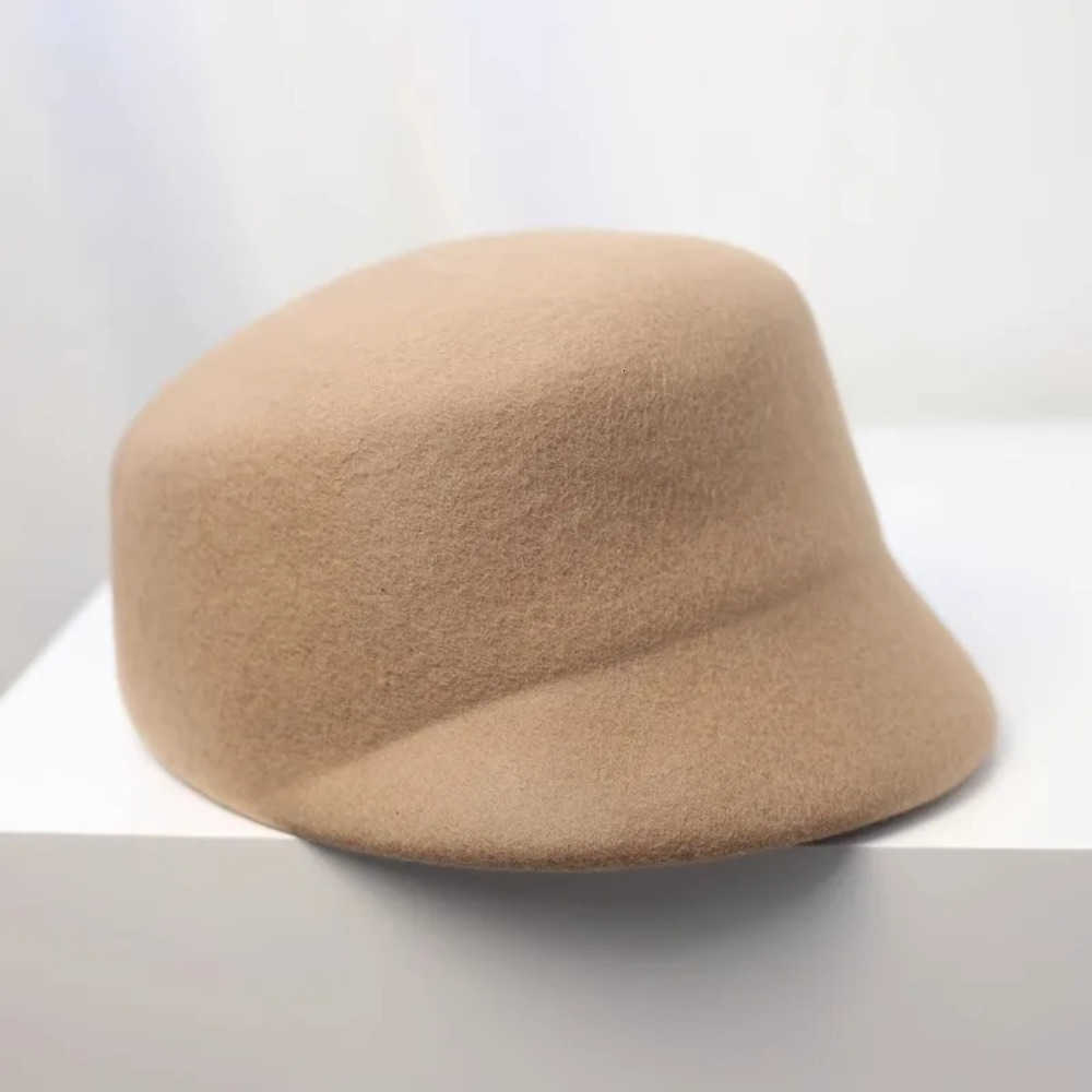 Winter Thick 100% Wool Berets Fedoras Hat Women's British Short Brim Wool Felt Equestrian Hat Japanese Ins Niche Warm Berets Visors Cap J260919