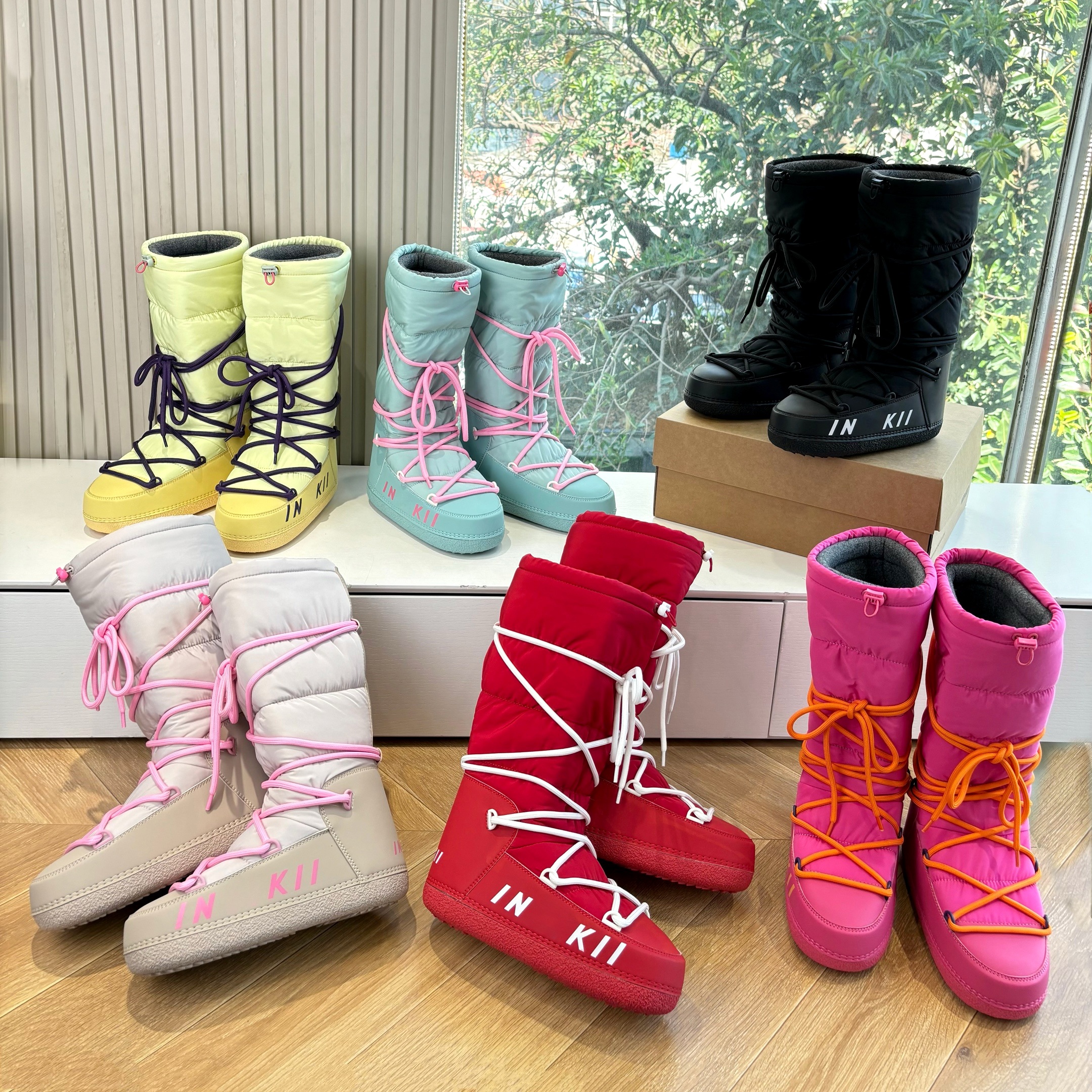 New Lace Up Drawstring Women Snow Boots comfort luxury Designer Fashion Fleece Lined Mid Calf boots Autumn Winter Warm Knee boot Outdoor travel Wate