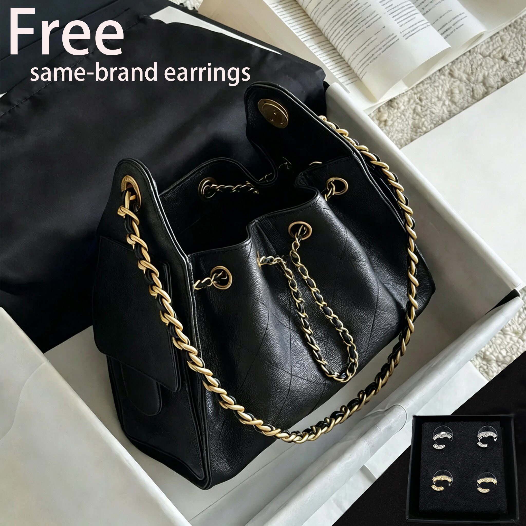 (Free same brand earrings)designer bag for women 12A New Mirror Quality Mini Bag 25 Hobo Handbags for Women Qulited Bucket Bags Caviar Leather Shoul