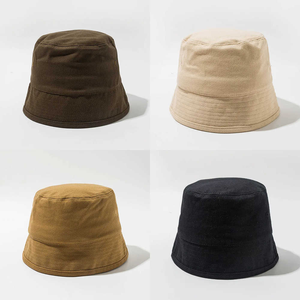Hat Berets Bucket Solid Color For Men Woman Fashion Flat Top Panama Basin Cap Foldable Outdoor Visors Cotton Casual Fisherman Caps J260919