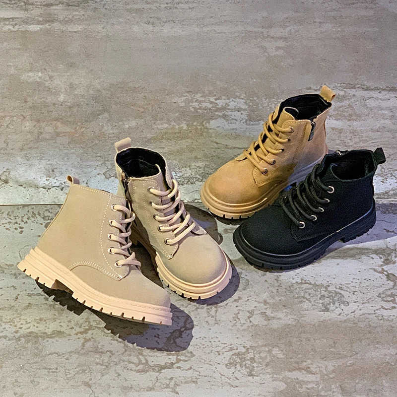 Leather Boots Children Shoes for Girl Boys 2024 Autumn Winter New Fashion Korean Style Soft Bottom Anti-slippery Versatile Short BootsT260919