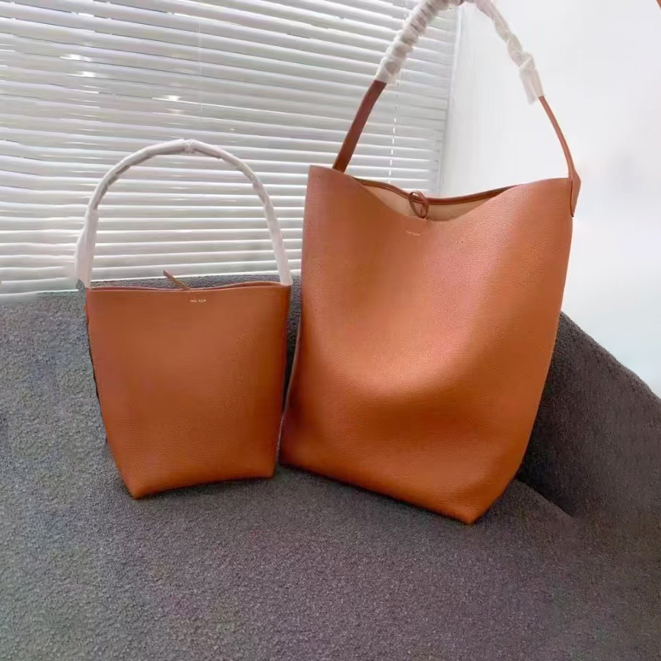 Women's The Rowwe Leather Tote Bucket Bag Top Handle Drawstring Minimalist Designer Luxury High Quality Fashion Daily Casual Chic Elegant Charm