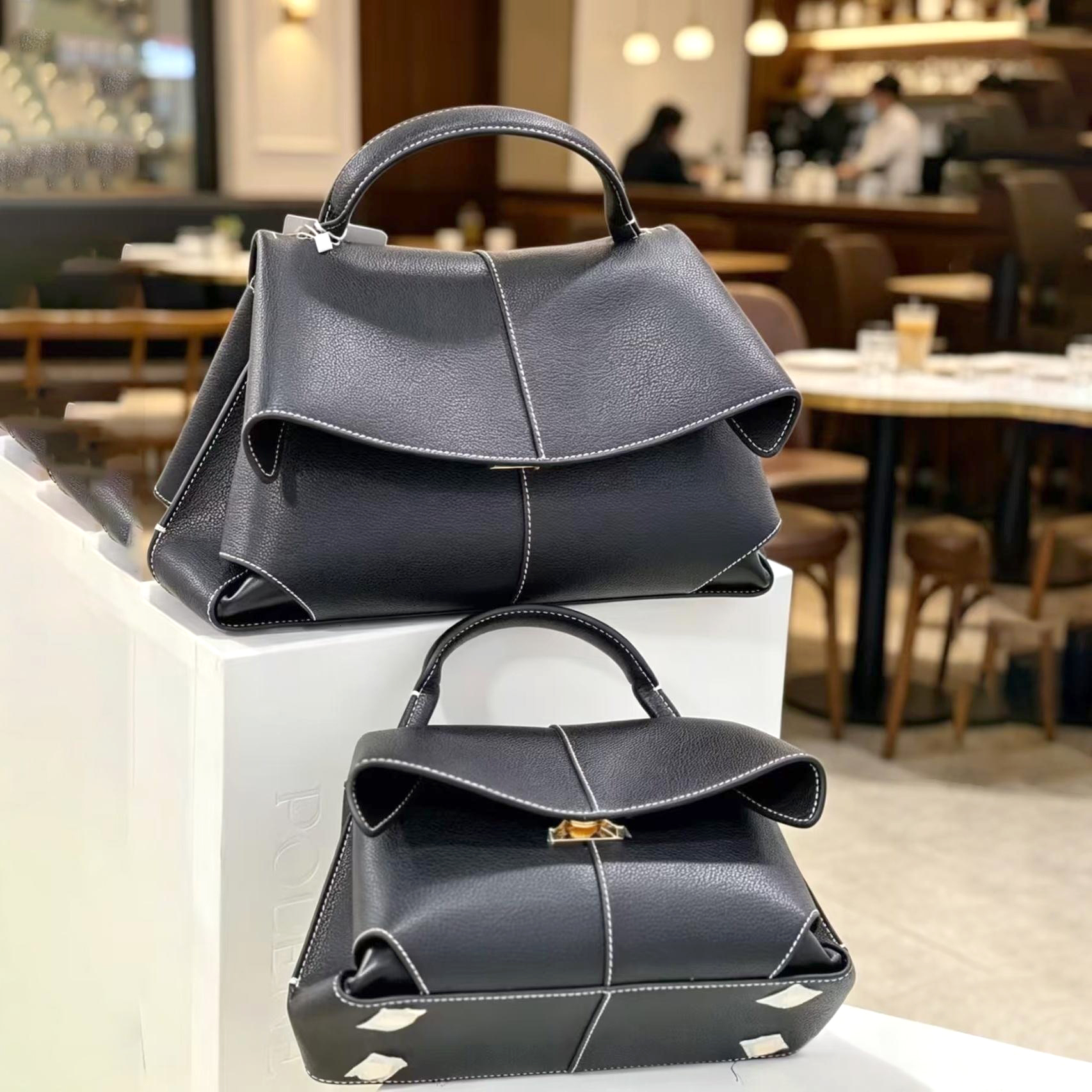 mokki Women's Contrast Stitch Pebbled Leather Flap Handbags Designer Luxury Top Handle Crossbody Shoulder Satchel Purse Office Casual Summer be